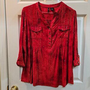 Women's Plus Size 2X Red Sequined Top